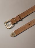 Brown Suede Leather Tapered Hardware Belt  Women
