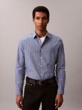 Blue Slim Straight Fit Stripe Shirt  Men