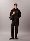 Black Logo Graphic Embroidery Fleece Hoodie  Men