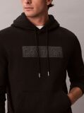 Black Logo Graphic Embroidery Fleece Hoodie  Men