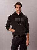 Black Logo Graphic Embroidery Fleece Hoodie  Men