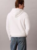 White Logo Graphic Embroidery Fleece Hoodie  Men
