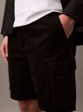 Black Cotton Twill Cargo Shorts  Men