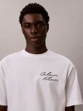 White Relaxed Script Logo T-shirt  Men