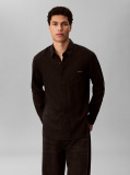 Black Long Sleeve Solid Casual Linen Classic Shirt  Men