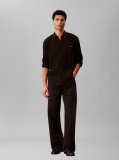 Black Long Sleeve Solid Casual Linen Classic Shirt  Men