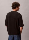 Μαύρο Άνετο T-Shirt Από Δροσερό Πικέ  Άνδρας