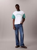 White Relaxed Varsity Logo T-shirt  Men