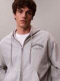 Grey Varsity Logo Zip-Up Hoodie  Men