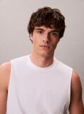 White Cotton Muscle Tank Top  Men