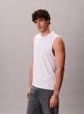 White Cotton Muscle Tank Top  Men