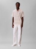 Beige Short Sleeve Easy 16S Jersey Stripe Polo Shirt  Men