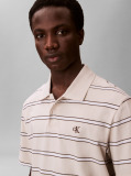 Beige Short Sleeve Easy 16S Jersey Stripe Polo Shirt  Men