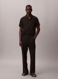 Black Relaxed Straight Linen Blend Cargo Pants  Men