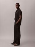 Black Relaxed Straight Linen Blend Cargo Pants  Men