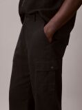 Black Relaxed Straight Linen Blend Cargo Pants  Men