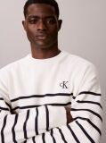White Relaxed Cotton Stripe Jumper  Men