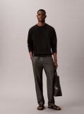 Black Cotton Chambray Drawstring Trousers  Men