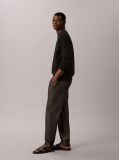 Black Cotton Chambray Drawstring Trousers  Men
