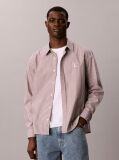Brown Relaxed Fit Stripe Washed Poplin Shirt  Men