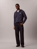 Blue Sueded Terry Zip-Thru Drawstring Hoodie  Men