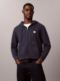 Blue Sueded Terry Zip-Thru Drawstring Hoodie  Men