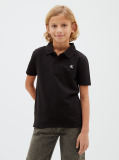 Black Cotton Stretch Polo Shirt  Boys