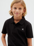 Black Cotton Stretch Polo Shirt  Boys