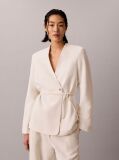 White Textured Shine Blazer  Women