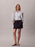Blue Cropped Cotton Poplin Stripe Shirt  Women