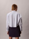 Blue Cropped Cotton Poplin Stripe Shirt  Women