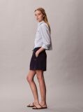 Blue Cropped Cotton Poplin Stripe Shirt  Women