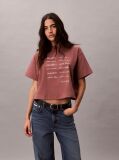 Brown Short Sleeve Cropped Boxy Graphic T-Shirt  Women