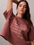 Brown Short Sleeve Cropped Boxy Graphic T-Shirt  Women