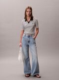 Black Slim Ribbed Stripe Polo Shirt  Women