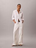 White Emblem Jacquard Relaxed Poplin Shirt  Women