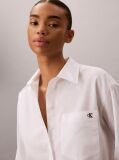 White Emblem Jacquard Relaxed Poplin Shirt  Women