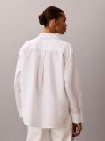 White Emblem Jacquard Relaxed Poplin Shirt  Women