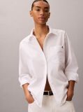 White Emblem Jacquard Relaxed Poplin Shirt  Women