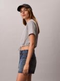 Grey Cropped Drawstring Hem T-Shirt  Women