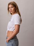 White Cropped Drawstring Hem T-Shirt  Women