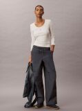 Blue Ripstop Drawstring Tucked Knee Trousers  Women