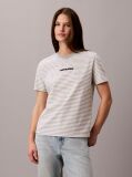 Grey Stripe Logo Crew Neck T-Shirt  Women