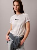Grey Stripe Logo Crew Neck T-Shirt  Women