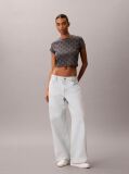 Blue Emblem Print Cropped T-Shirt  Women