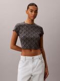 Blue Emblem Print Cropped T-Shirt  Women