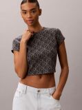 Blue Emblem Print Cropped T-Shirt  Women