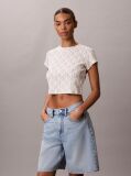 White Emblem Print Cropped T-Shirt  Women