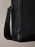 Black Emblem Logo Textured Reporter Bag  Men