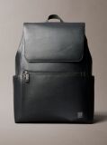 Black Emblem Hardware Flap Closure Backpack  Men